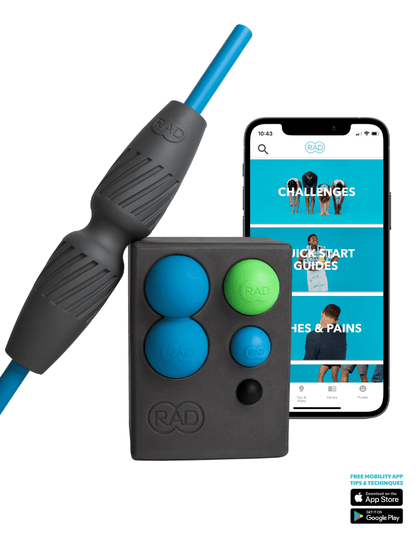 rad kit for self massage and mobility from eco friendly silicone, app by rad